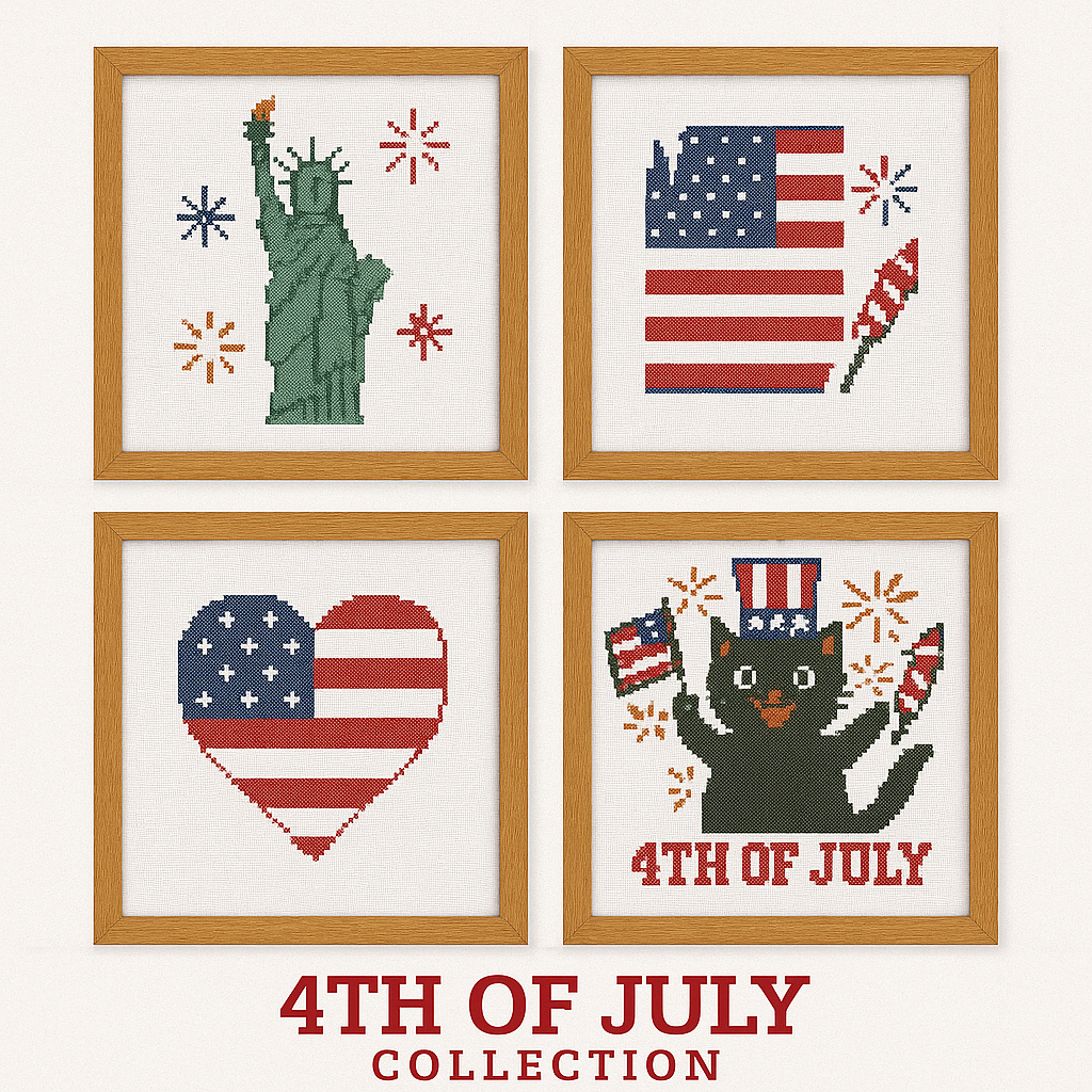 4th of July Cross Stitch Collection – Patriotic & Festive Embroidery Designs