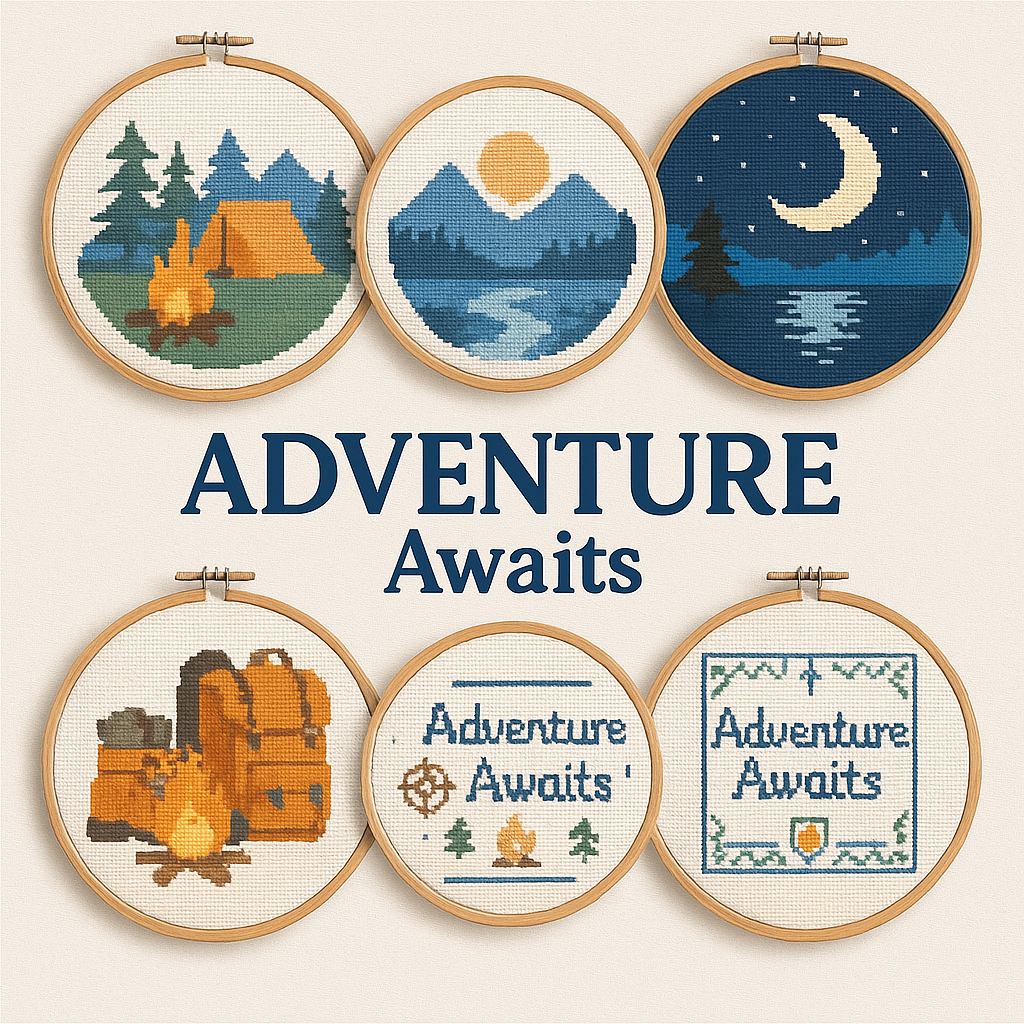Adventure Awaits – Camping & Nature Cross Stitch Collection