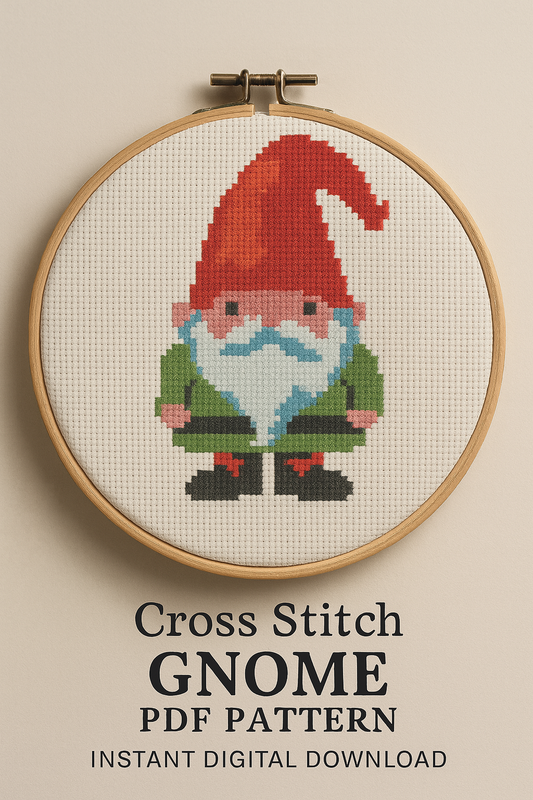Whimsical Christmas Gnome – Cross Stitch PDF Pattern