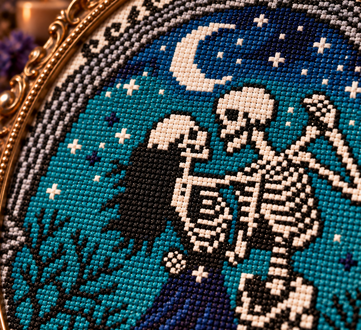 Gothic Skeleton Couple Cross Stitch Pattern PDF | Halloween Gothic Decor