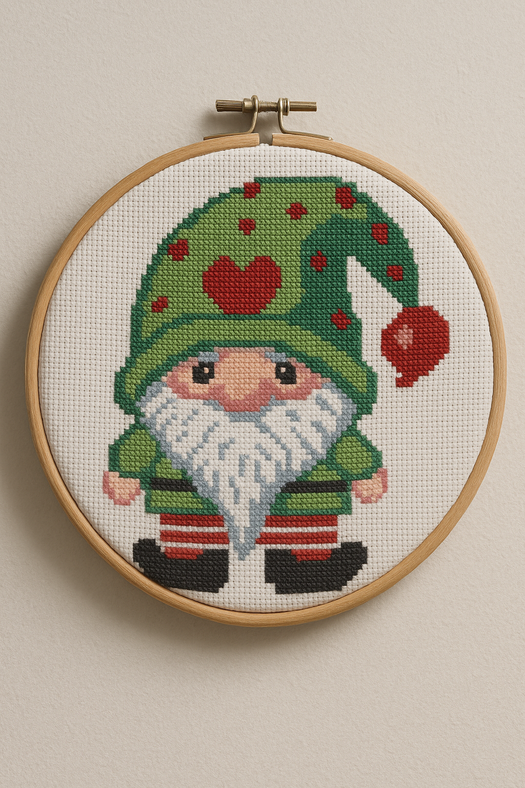 Cross Stitch Pattern "Gnome with Heart" — Instant PDF Download