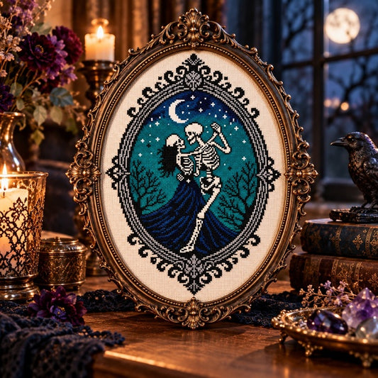 Gothic Skeleton Couple Cross Stitch Pattern PDF | Halloween Gothic Decor