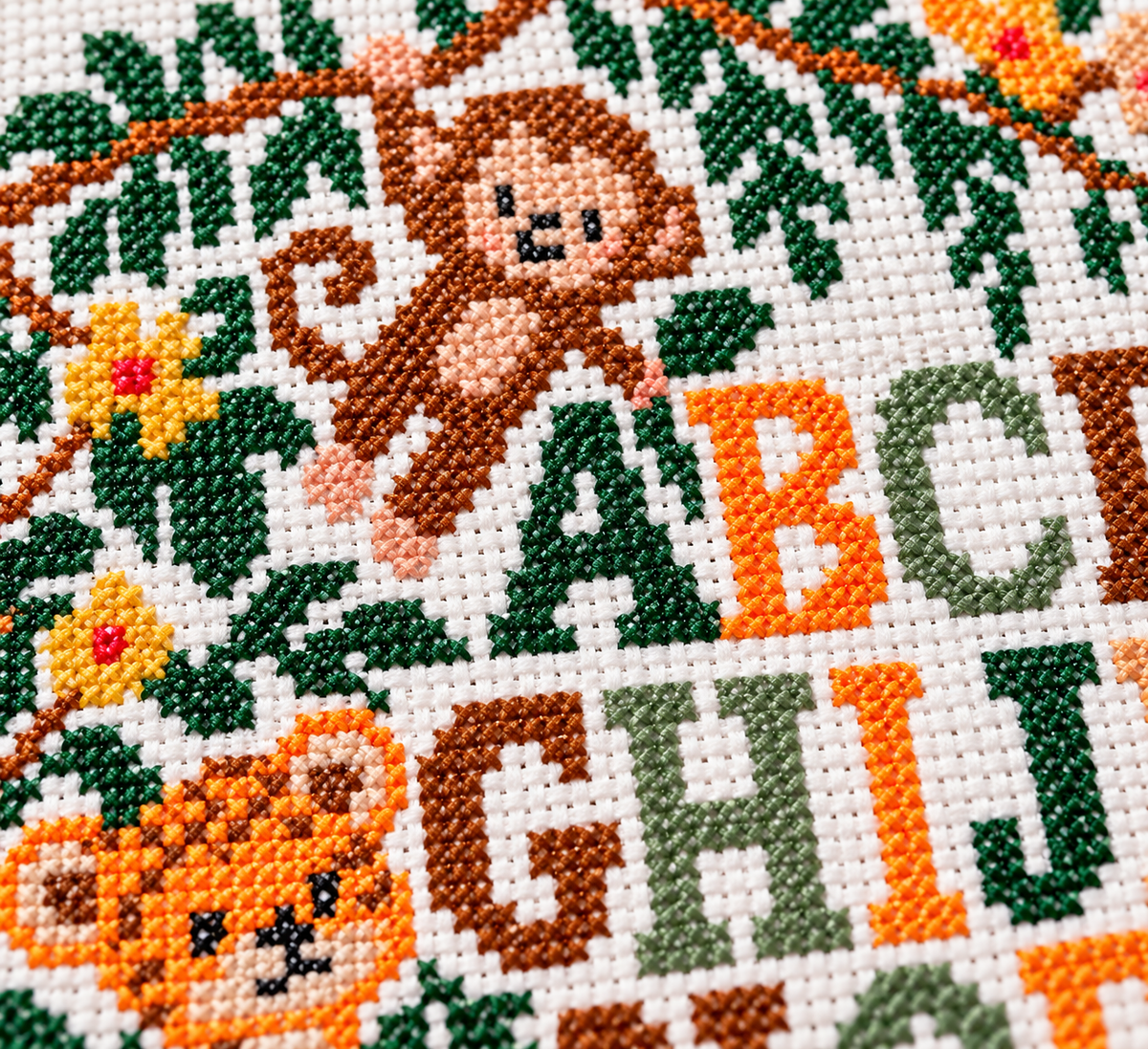 Jungle Alphabet Cross Stitch Pattern – Safari Animals ABC PDF