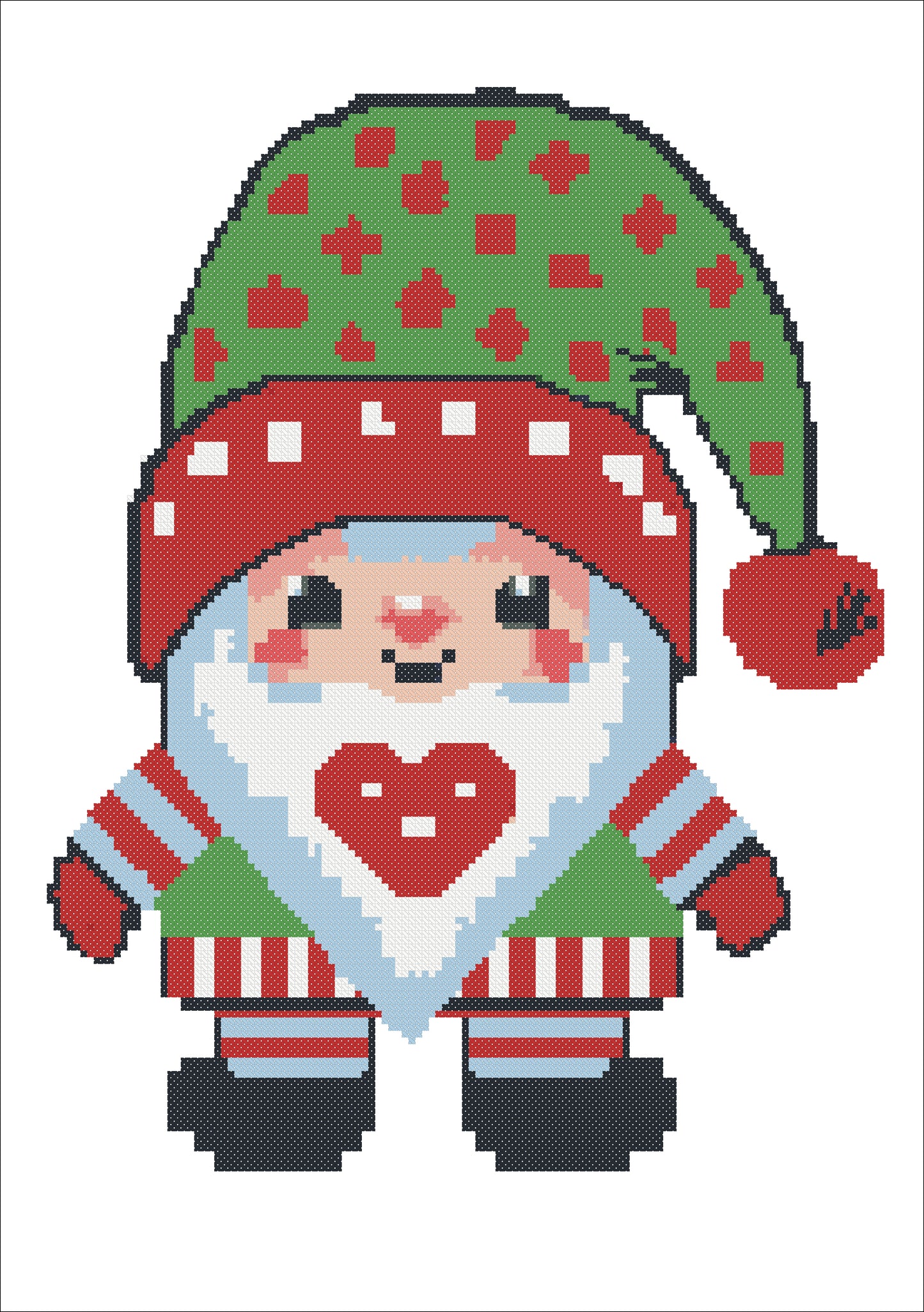 Funny Christmas Gnome Cross Stitch Pattern – PDF Embroidery Design for Holidays 2