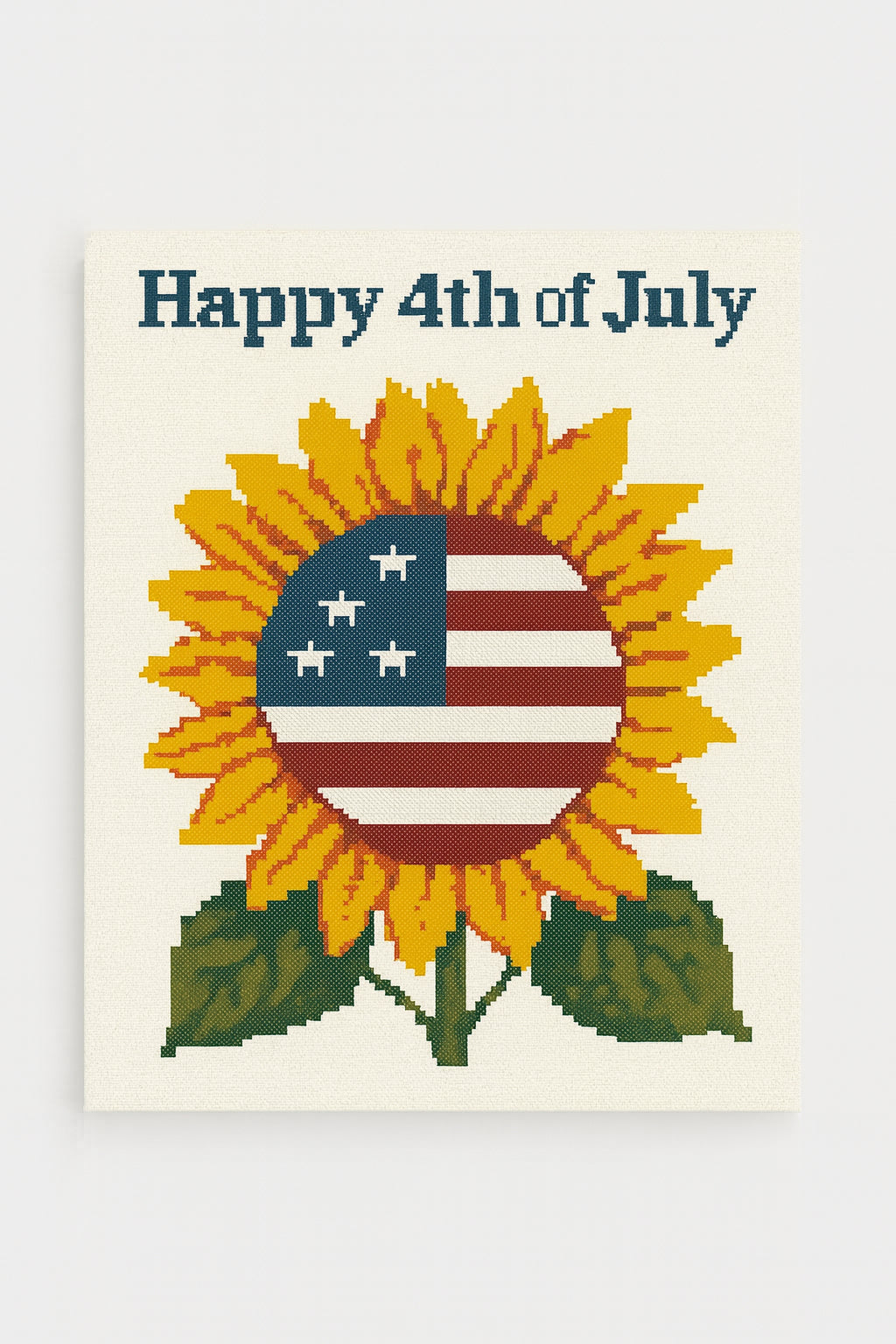 4th of July Patriotic Sunflower Flag Cross Stitch Pattern PDF – Independence Day Embroidery