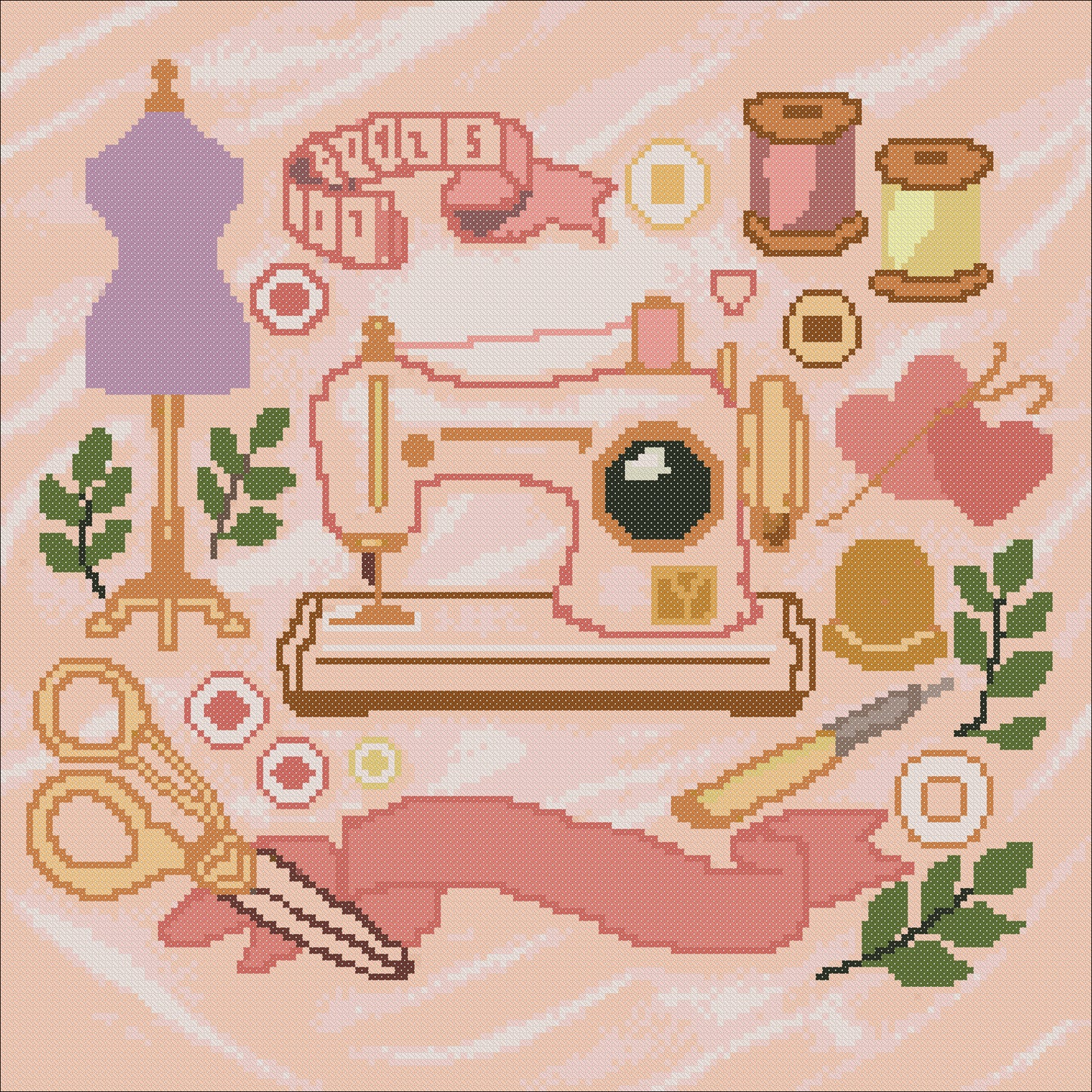 Blush Atelier – Romantic Sewing Machine Cross Stitch Pattern