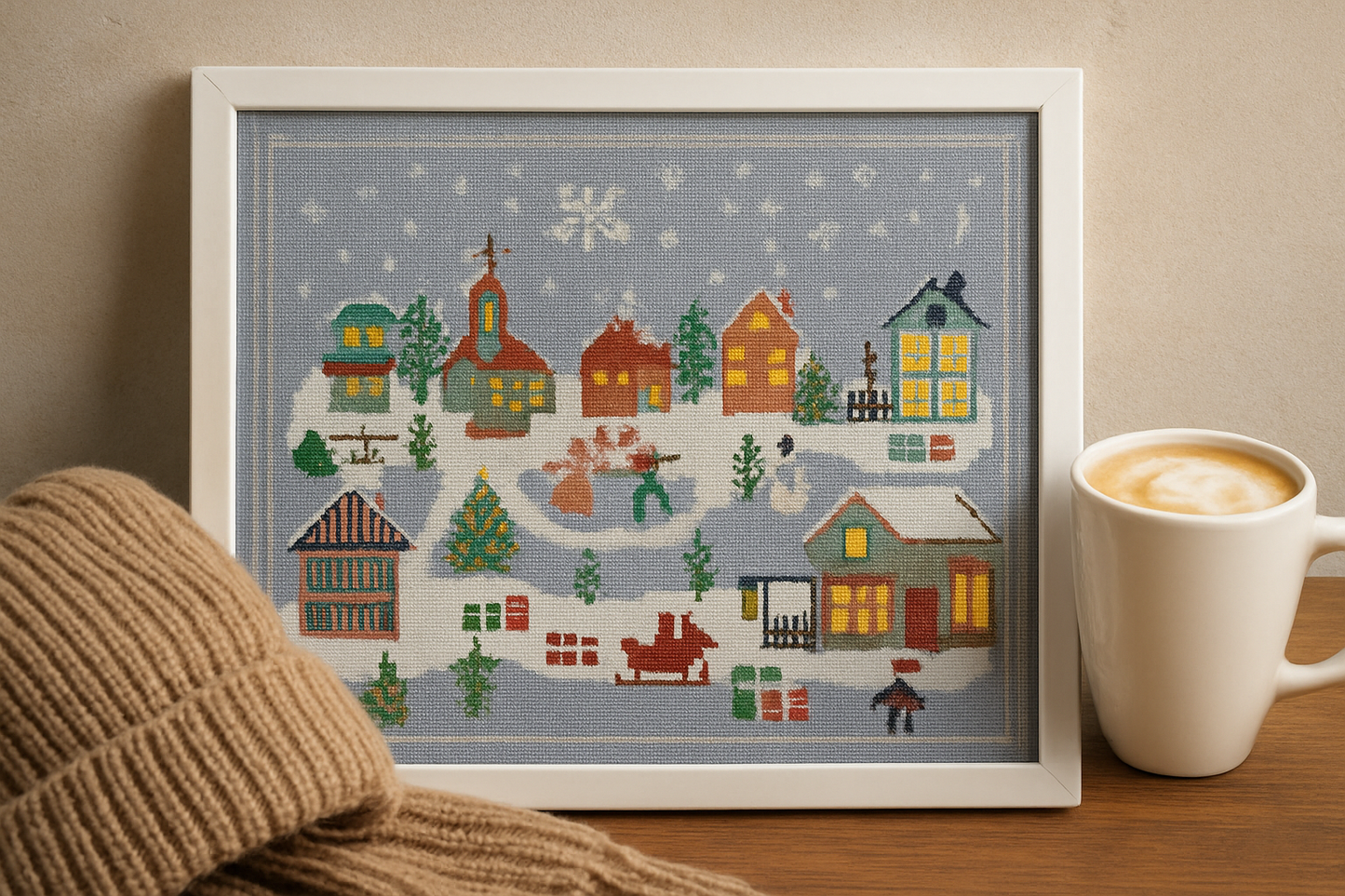 Winter Village Cross Stitch Pattern