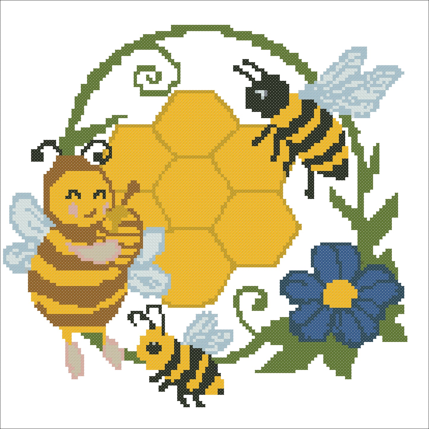 "Busy Bees & Honeycomb" – Cross Stitch Pattern PDF