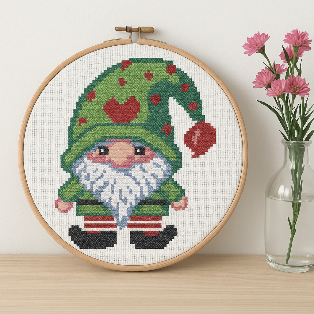 Cross Stitch Pattern "Gnome with Heart" — Instant PDF Download