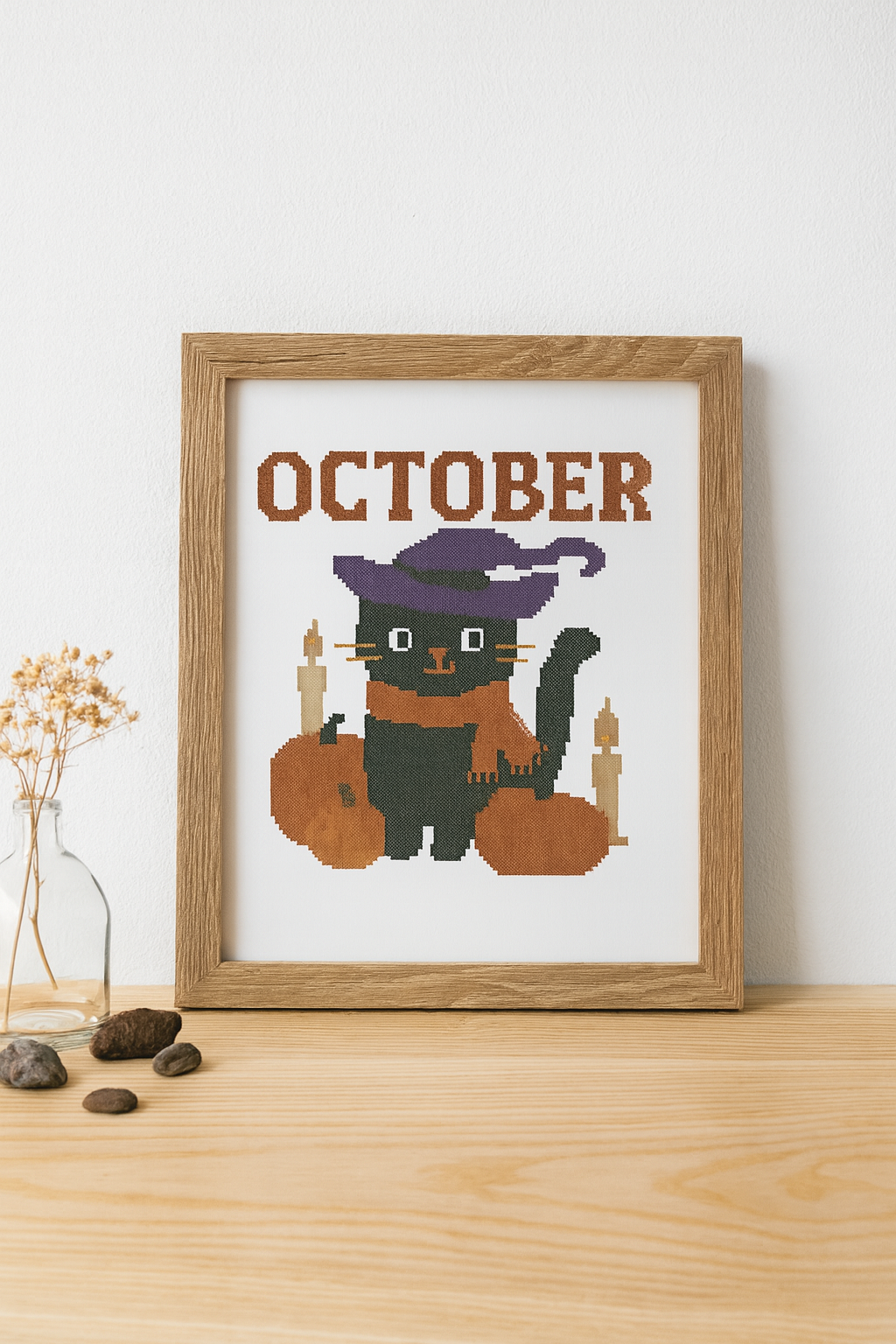 “October Cat” Cross-Stitch — Autumn Magic in Every Stitch