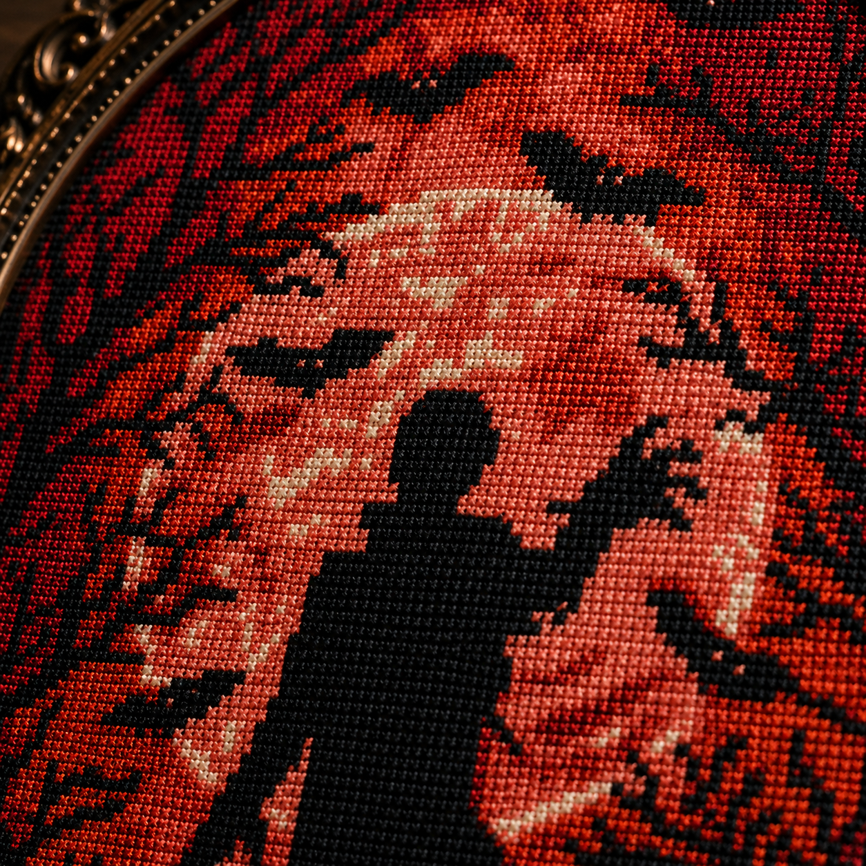 Blood Moon Silhouette Cross Stitch Pattern PDF | Gothic Vampire Moon Embroidery Design | Halloween Counted Cross Stitch Chart | Instant Download