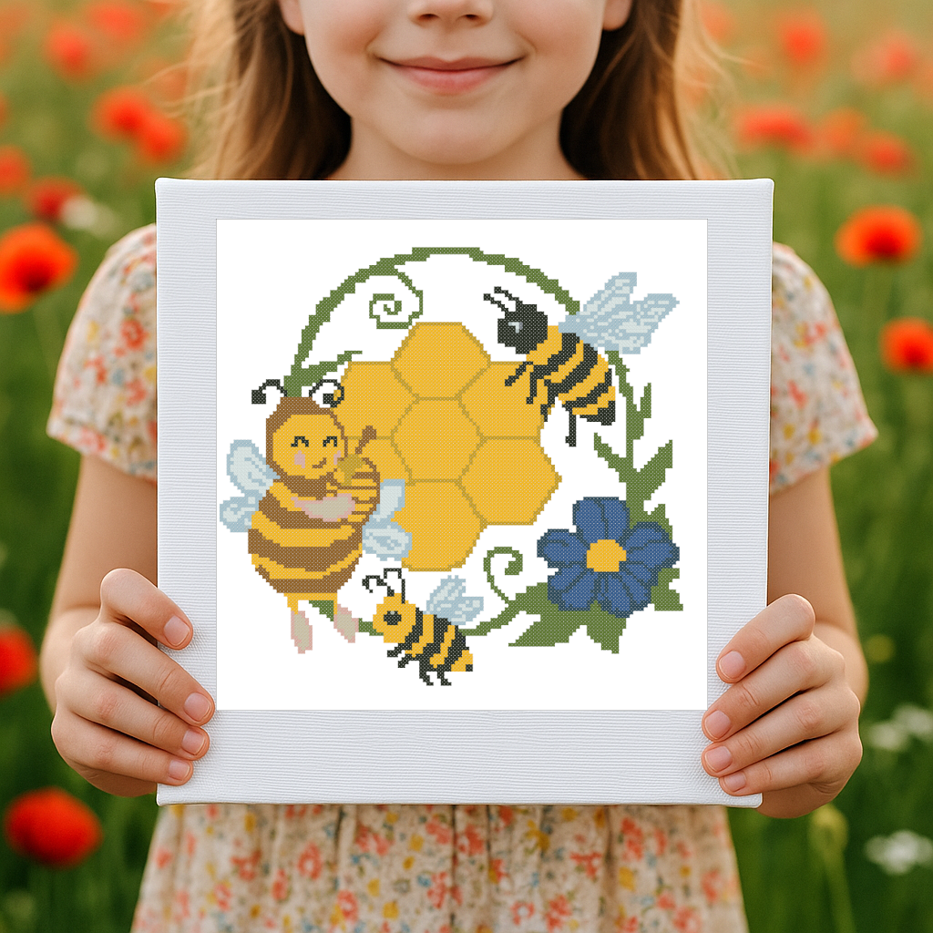 "Busy Bees & Honeycomb" – Cross Stitch Pattern PDF