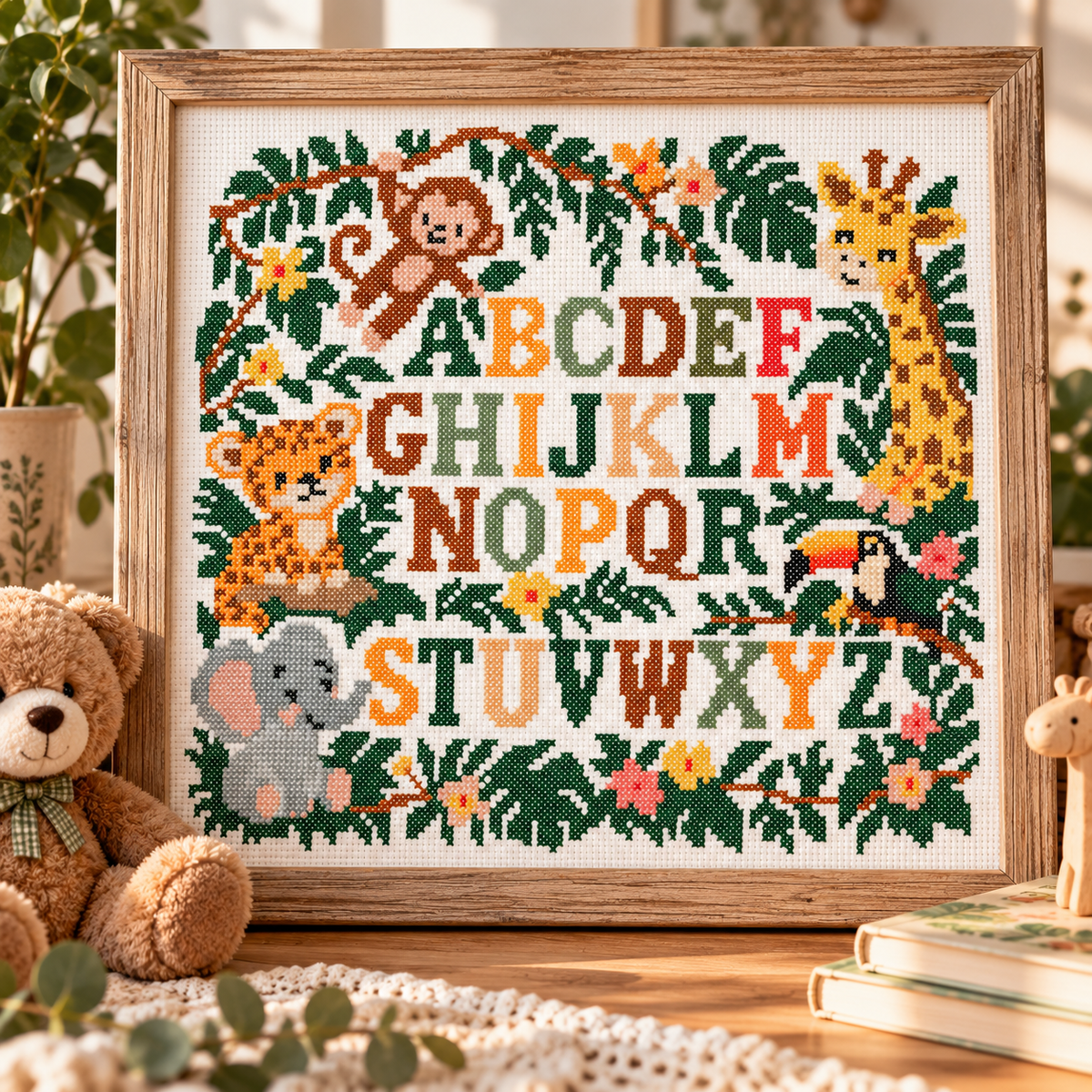Jungle Alphabet Cross Stitch Pattern – Safari Animals ABC PDF