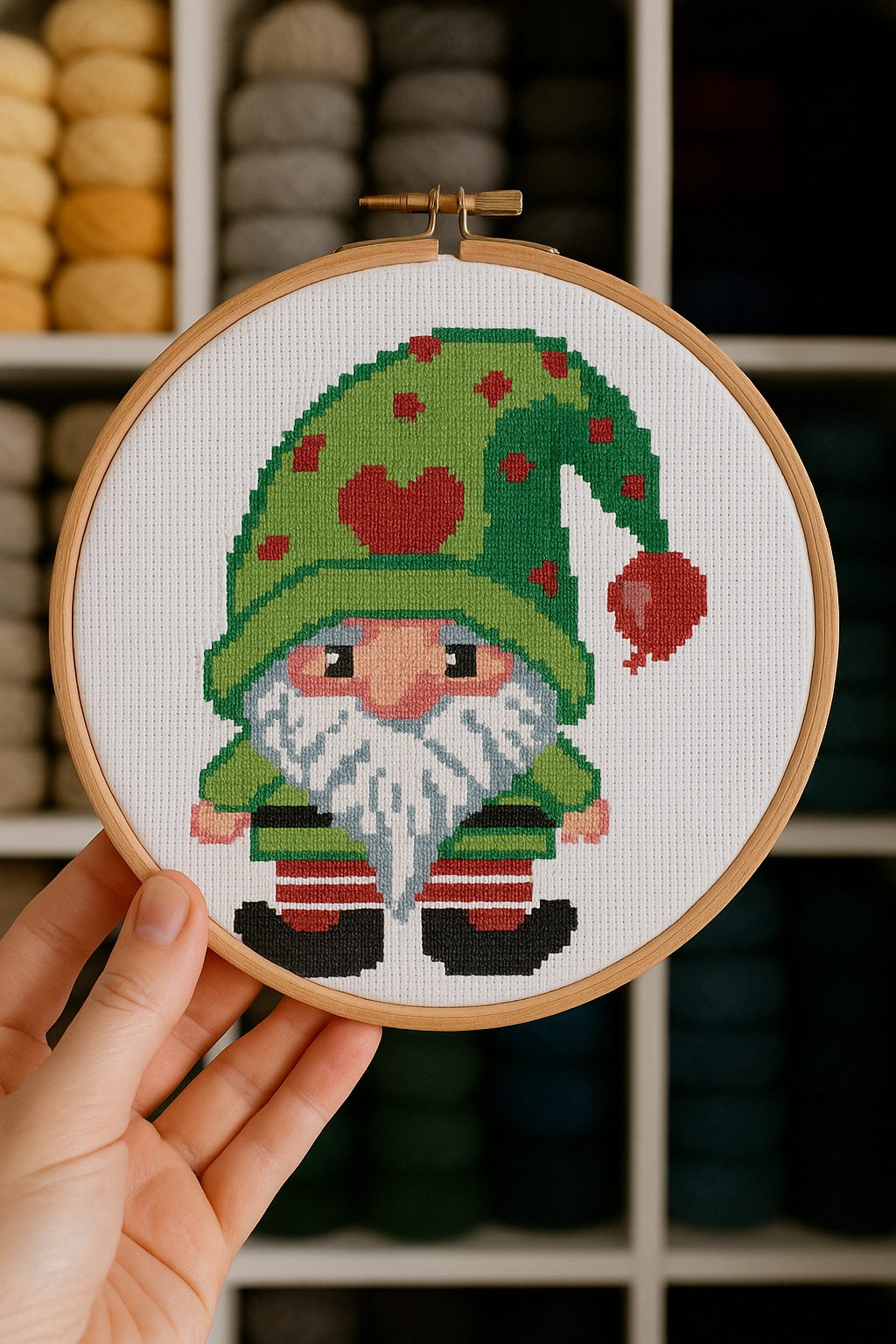 Cross Stitch Pattern "Gnome with Heart" — Instant PDF Download