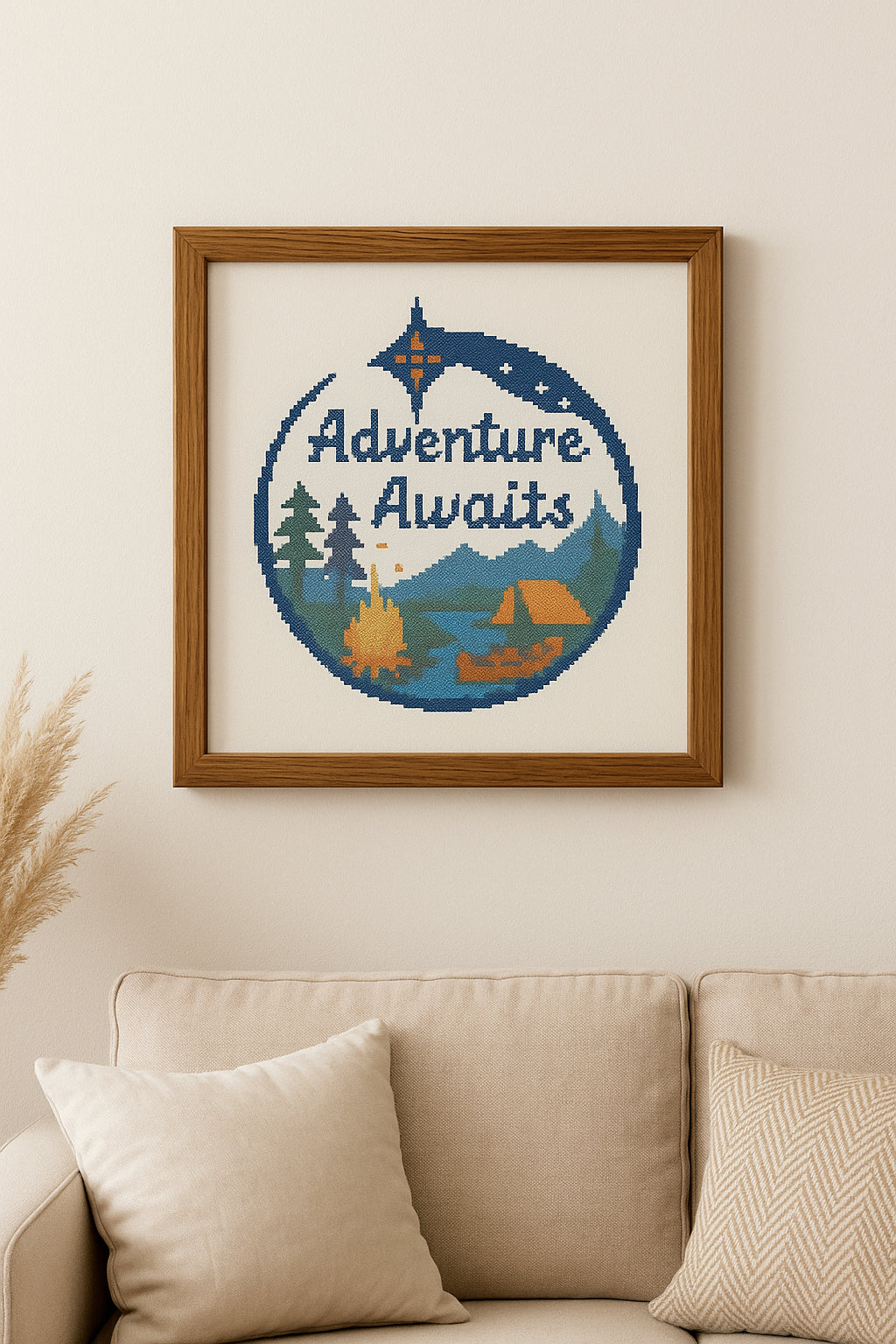 Adventure Awaits Cross Stitch Pattern | Camping Embroidery PDF