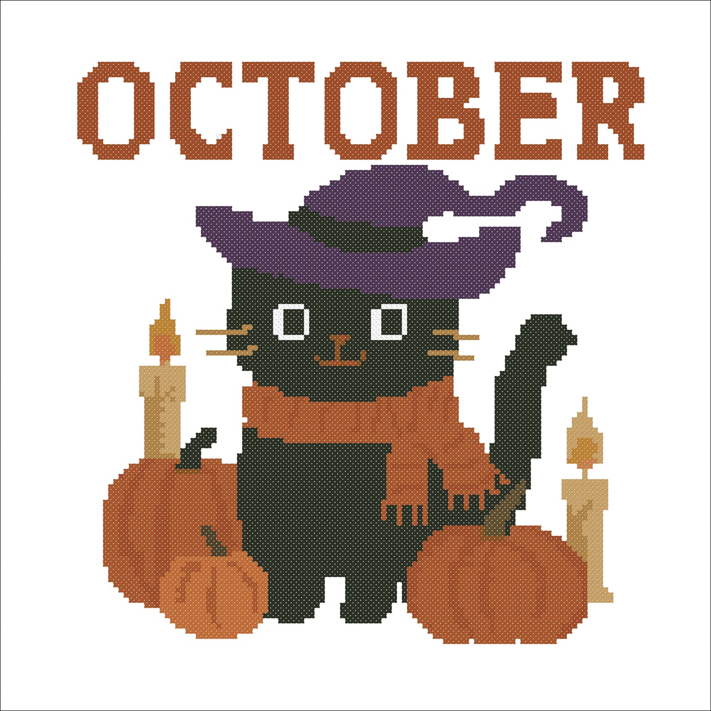 “October Cat” Cross-Stitch — Autumn Magic in Every Stitch
